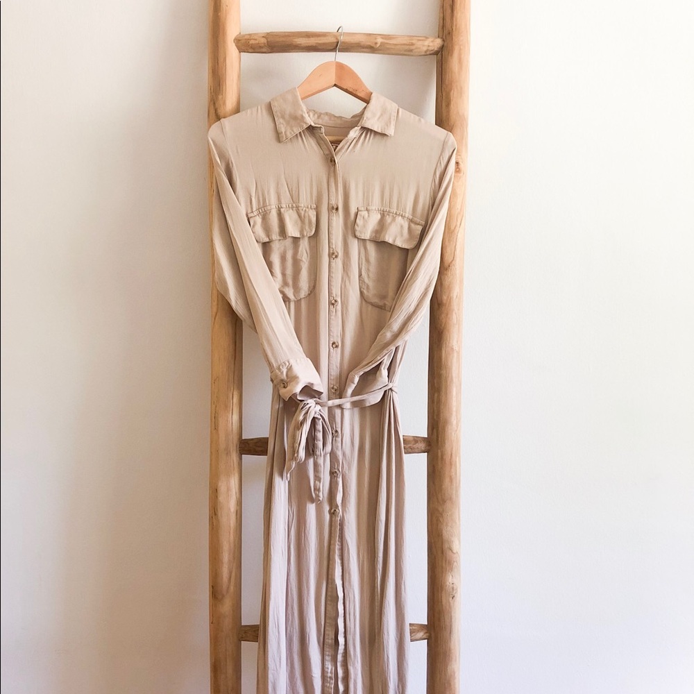 Free People Button Down Maxi Shirt Dress